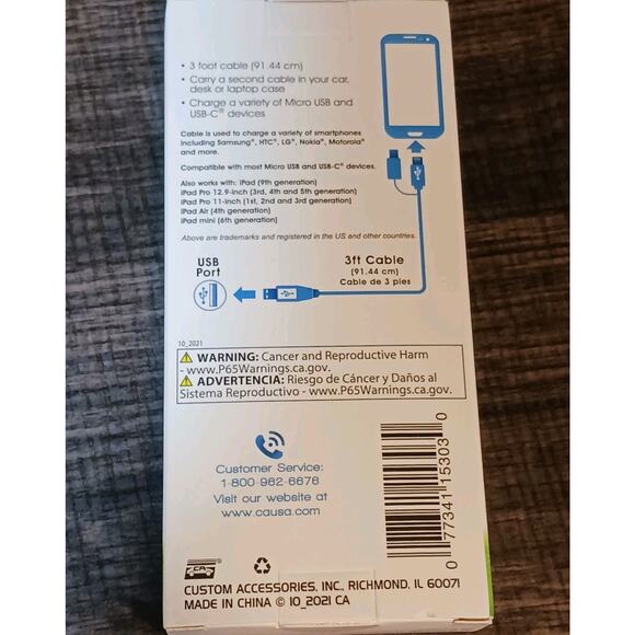 Goxt Micro & Type C USB Cable Charge & Sync 3ft NWT - Picture 2 of 5